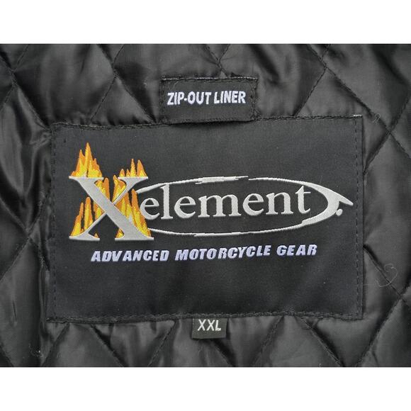 VTG Xelement Motorcycle Jacket Nylon Black Yellow PADDED Racing Men's Size XXL - Picture 8 of 13